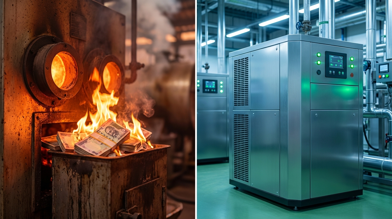 Factory manager reviewing energy costs — the hidden costs of gas dependence go far beyond the fuel bill